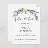 Lavender Yellow Rose und Eukalyptus Wedding Save The Date (Vorne/Hinten)