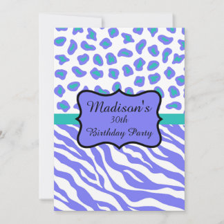 Lavender Zebra Leopard 30. Geburtstag Einladung