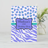 Lavender Zebra Leopard 60. Geburtstag Einladung (Stehend Vorderseite)