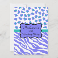 Lavender Zebra Leopard 60. Geburtstag Einladung