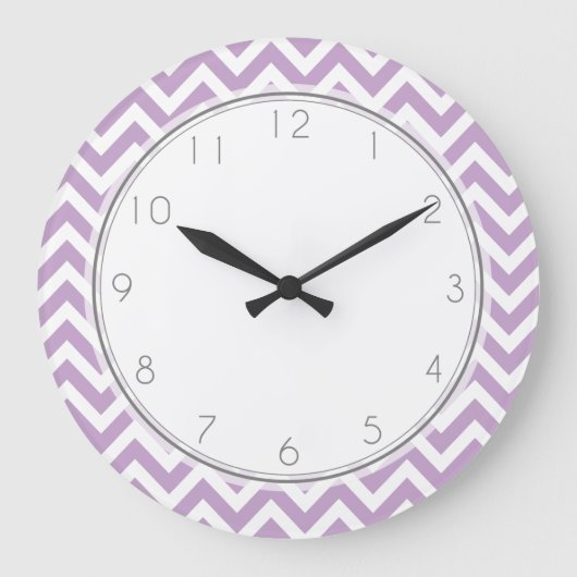 Lavender Zigzag Streifenmuster Große Wanduhr (Vorderseite)