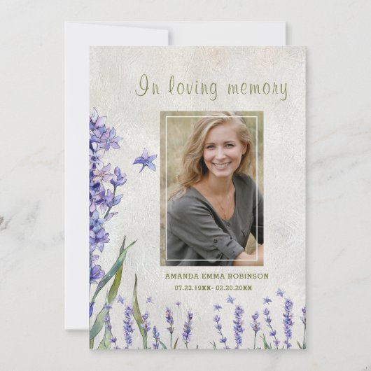 Lavenderbeerfeier zum Lobesen der Erinnerung Dankeskarte (Vorderseite)