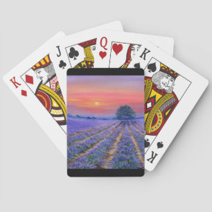 Lavenderfelder bei Sonnenuntergang Spielkarten
