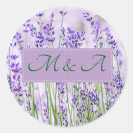 Lavenderfelder Hochzeitsticker Runder Aufkleber