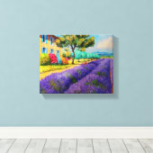 Lavenderfelder in Provence Aquarellbilder drucken Leinwanddruck (Insitu (Holzboden))