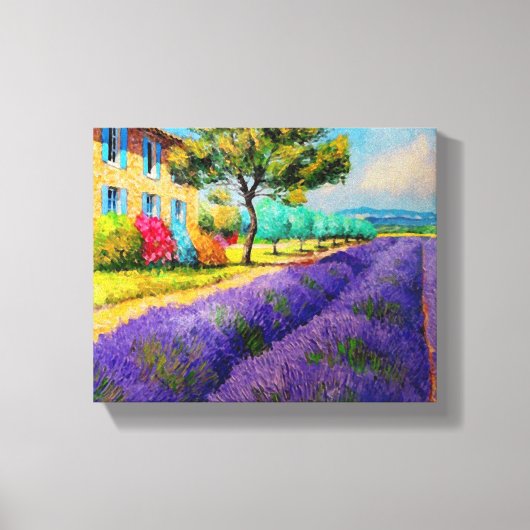 Lavenderfelder in Provence Aquarellbilder drucken Leinwanddruck (Vorderseite)