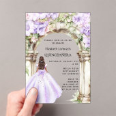 Lavenderfloralen Bogen Kleid klar Quinceanera Acryleinladungen (Insitu (Handheld))