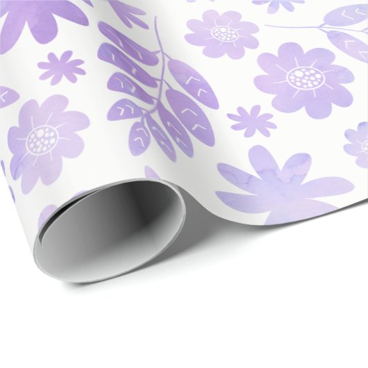 Lavenderhandgezeichnetes Blumenmuster Geschenkpapier (Rolleneckpunkt)