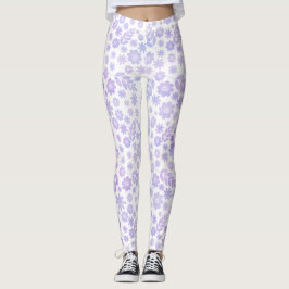 Lavenderhandgezeichnetes Blumenmuster Leggings