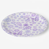 Lavenderhandgezeichnetes Blumenmuster Pappteller (Schrägansicht)