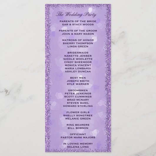 LavenderLights Hochzeitsprogramm Programm (Rückseite)