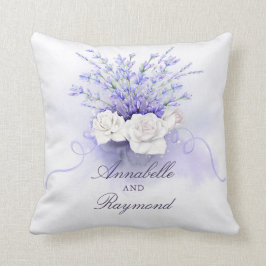 Lavenders Bouquet Elegante Watercolor Kissen