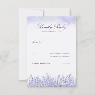 Lavenders Field Floral Lila Wedding RSVP Karte