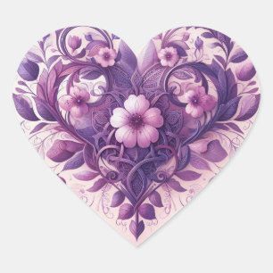 Lavenders Floral Heart Herz-Aufkleber