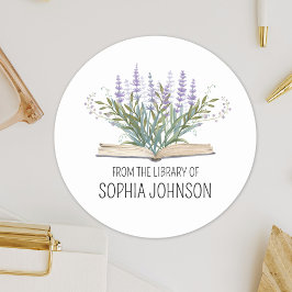 Lavenders on Book From the Library of Bookplate Runder Aufkleber