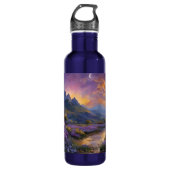 Lavendertal bei Morgendämmerung Edelstahlflasche (Vorderseite)