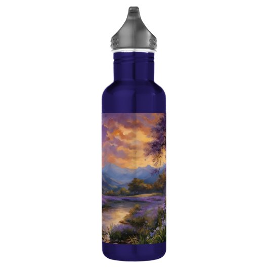 Lavendertal bei Morgendämmerung Edelstahlflasche (Rechts)