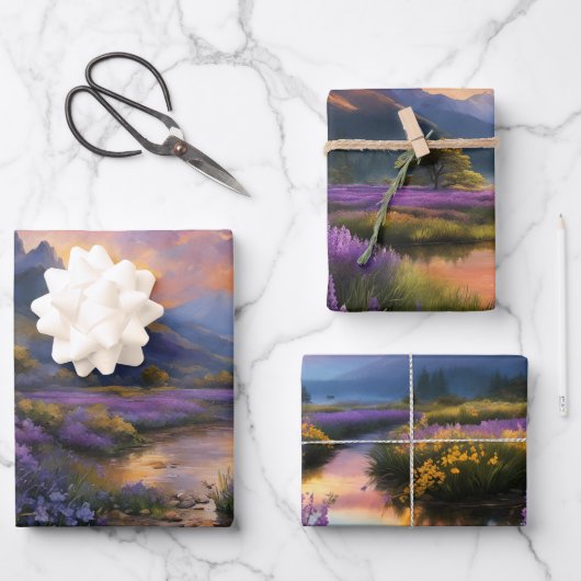 Lavendertal bei Morgendämmerung Geschenkpapier Set (Vorderseite)
