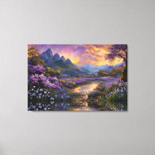 Lavendertal bei Morgendämmerung Leinwanddruck