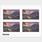 Lavendertal bei Morgendämmerung Rechteckiger Aufkleber (Blatt)