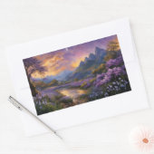 Lavendertal bei Morgendämmerung Rechteckiger Aufkleber (Umschlag)