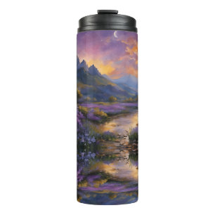 Lavendertal bei Morgendämmerung Thermosbecher