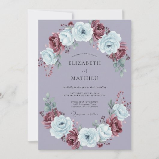 Lavenderverse Winterhochzeit Einladung (Vorderseite)