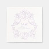 Lavenderviktorianisches Wappen-Monogramm-Hochzeit Serviette (Vorderseite)