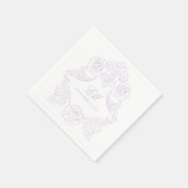 Lavenderviktorianisches Wappen-Monogramm-Hochzeit Serviette (Ecke)
