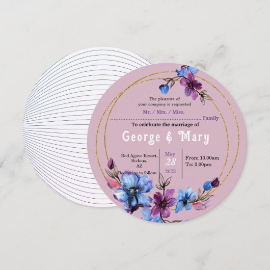 Lavendra Circle Wedding Einladung (Vorne/Hinten)