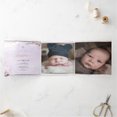 Lavendre Couronne de Feuillage Aquarelle, Bapteme Dreifach Gefaltete Einladung (Innenseite)