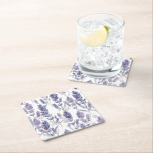 Lavenfelder Lila Aquarell-Blumenmuster Rechteckiger Pappuntersetzer
