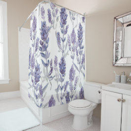 Lavenfelder | Lila Wasserfarben-Blumenmuster Duschvorhang