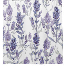 Lavenfelder | Lila Wasserfarben-Blumenmuster Duschvorhang