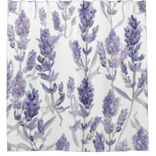 Lavenfelder Lila Wasserfarben-Blumenmuster Duschvorhang