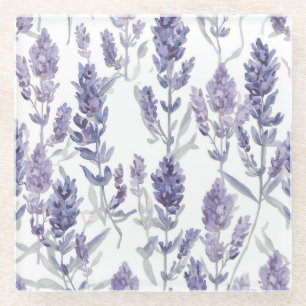Lavenfelder Lila Wasserfarben-Blumenmuster Glasuntersetzer