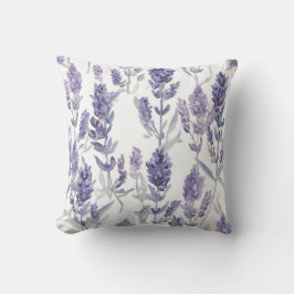 Lavenfelder | Lila Wasserfarben-Blumenmuster Kissen