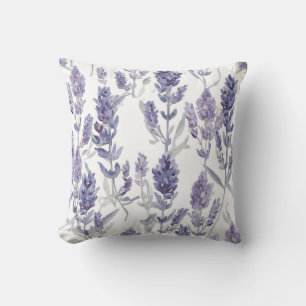Lavenfelder   Lila Wasserfarben-Blumenmuster Kissen