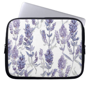 Lavenfelder   Lila Wasserfarben-Blumenmuster Laptopschutzhülle