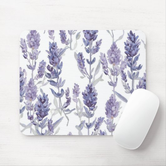 Lavenfelder | Lila Wasserfarben-Blumenmuster Mousepad (Mit Mouse)