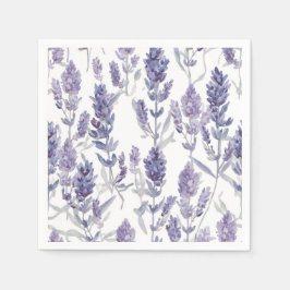 Lavenfelder | Lila Wasserfarben-Blumenmuster Serviette