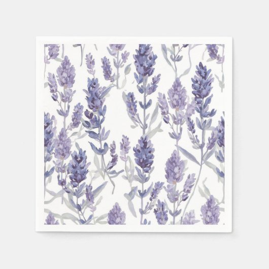 Lavenfelder | Lila Wasserfarben-Blumenmuster Serviette (Vorderseite)