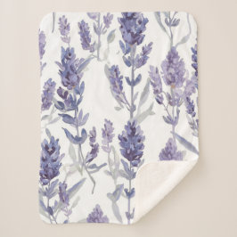 Lavenfelder | Lila Wasserfarben-Blumenmuster Sherpadecke