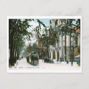 L'Avenue de la Gare, Nizza, Frankreich Vintage Postkarte