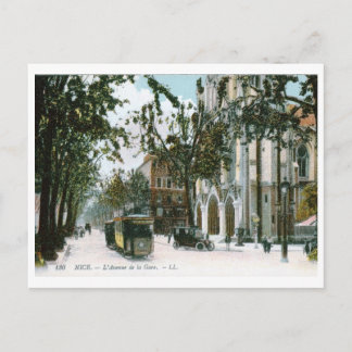L'Avenue de la Gare, Nizza, Frankreich Vintage Postkarte