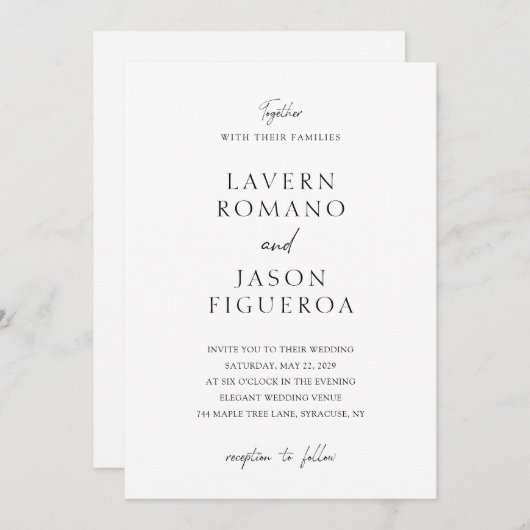 Lavern Elegant Moderne Hochzeit Einladung (Vorne/Hinten)