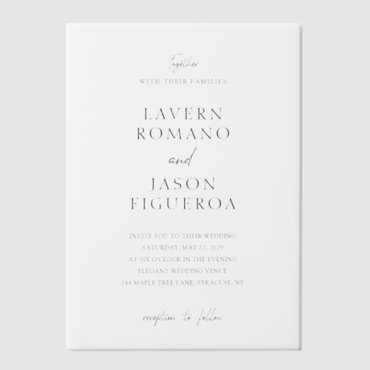 Lavern Elegant Moderne Hochzeit Pergament Einladungen (Vorderseite)