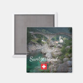 Lavertezzo-Brücke mit Flagge, Schweiz Magnet (Vorderseite/Rückseite)