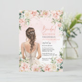 Lavische Bouquet-Errötung und cremefarbene Rose Eu Einladung (Stehend Vorderseite)