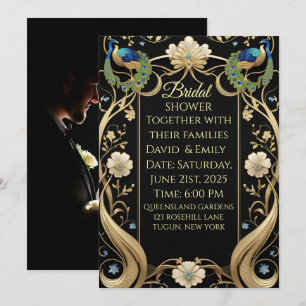 Lavish Art Nouveau Black and Gold Wedding Einladun Einladung